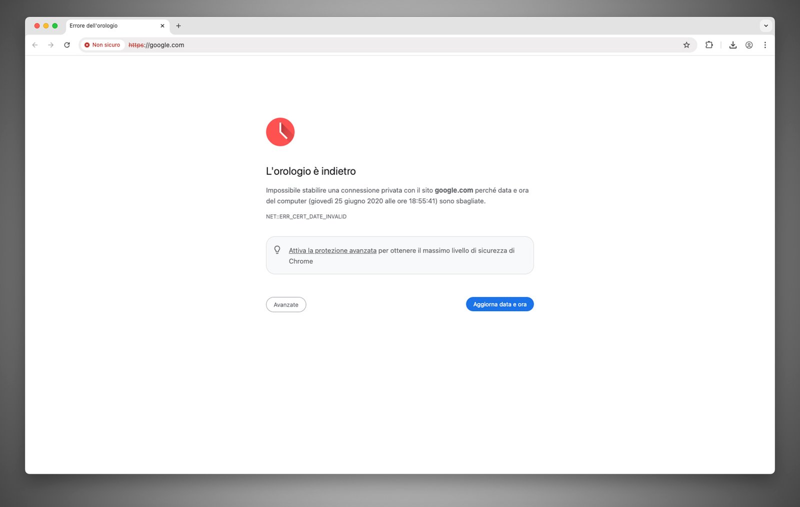 Come forzare l'aggiornamento automatico di data e ora da macOS